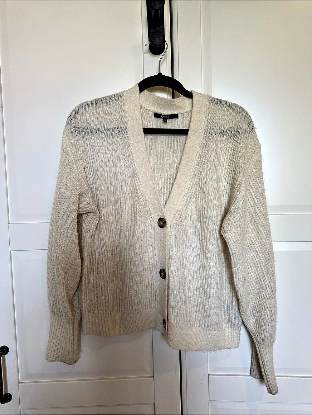 Quince Baby Alpaca-Wool Cropped Cardigan Cream Large
